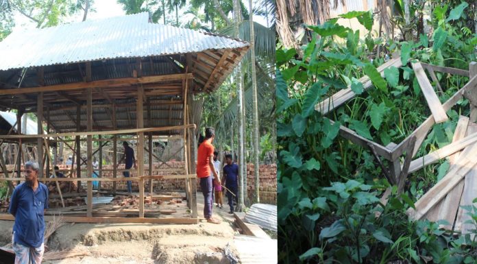 জমিজমা সংক্রান্ত্র বিরোধের জেরে দৌলতখানের চরপাতায় কৃষকের ঘর ভেঙ্গে পুকুরে নিক্ষেপ