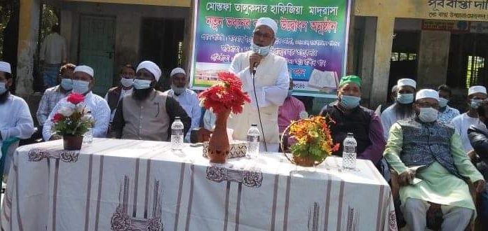 বাপ্তায় মোস্তফা তালুকদার হাফিজিয়া মাদ্রাসার নতুন ভবনের কাজ উদ্ধোধন