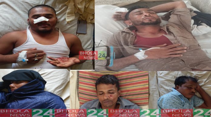 তজুমুদ্দিনে গরু ঘাস খাওয়াকে কেন্দ্রকরে দুগ্রুপের মধ্যে সংঘর্ষ আহত-১২